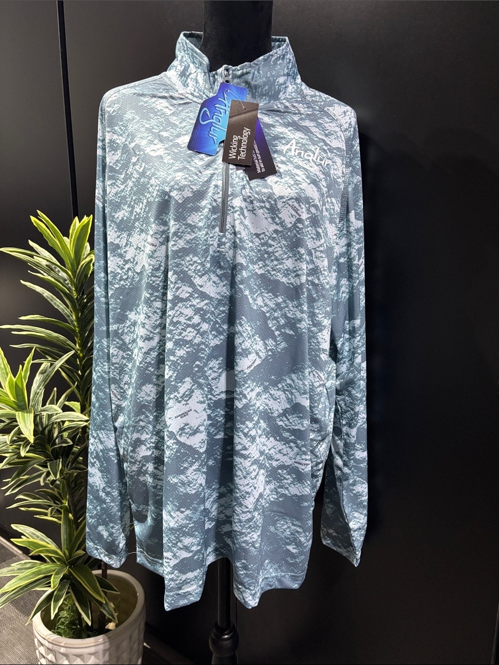 Anglur Phathom UPF treated Sun Protect,1/4 zip moisture wick,logo chest,fishing